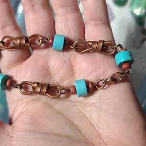 Handmade  Turquoise  and copper braclet